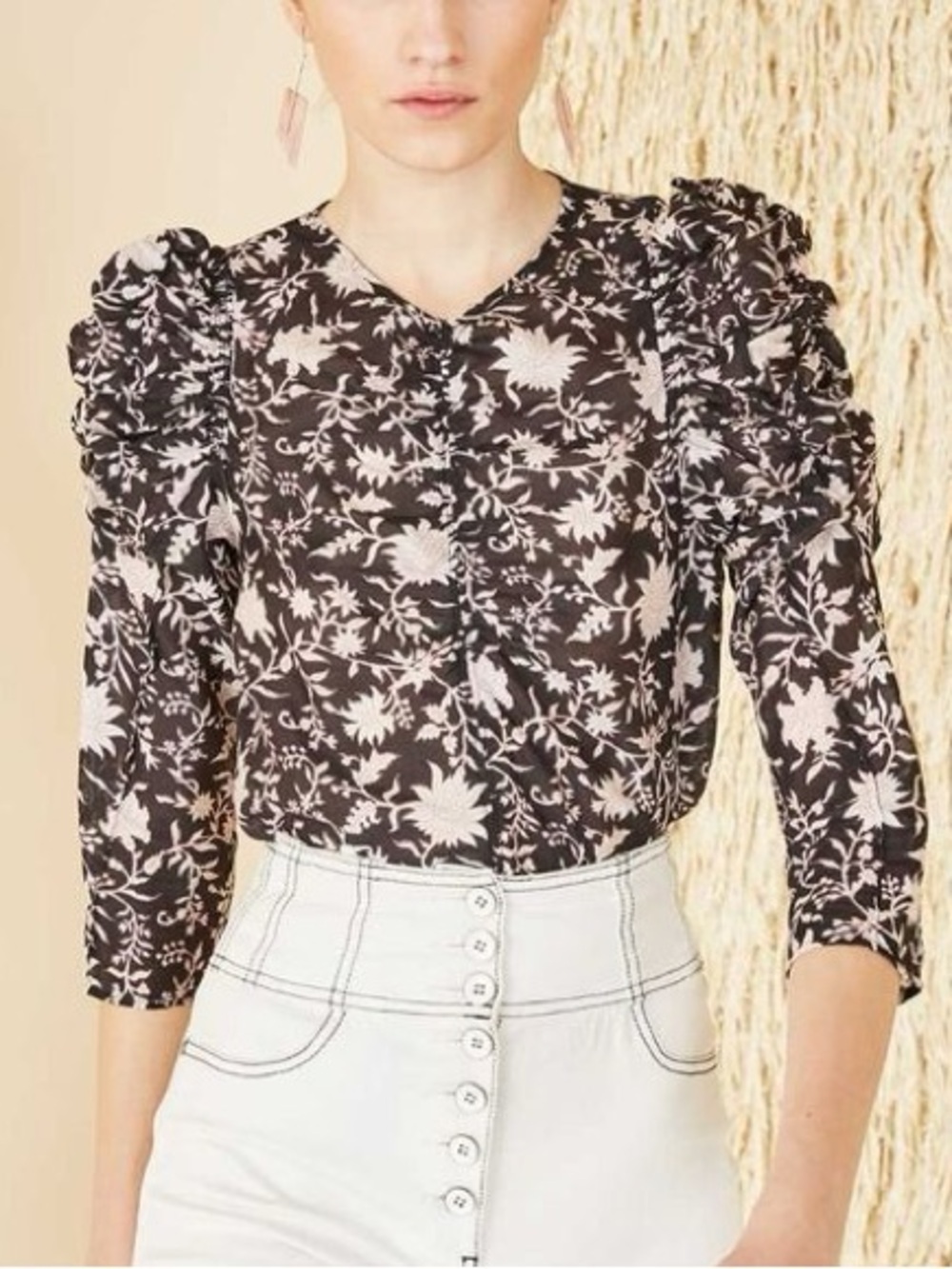 ULLA JOHNSON Posey Blouse in Midnight Size 4